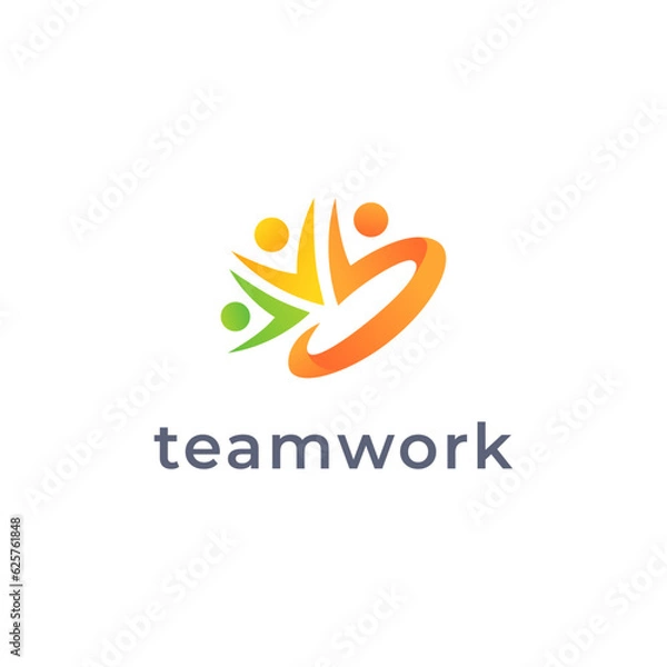 Fototapeta Colorful teamwork and collaboration logo diversity people 