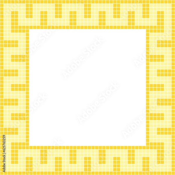 Fototapeta Yellow tile frame, Mosaic tile frame, Tile frame, Seamless pattern, Mosaic  frame seamless pattern, Mosaic tiles texture or background. Bathroom wall tiles, swimming pool tiles with beautiful 