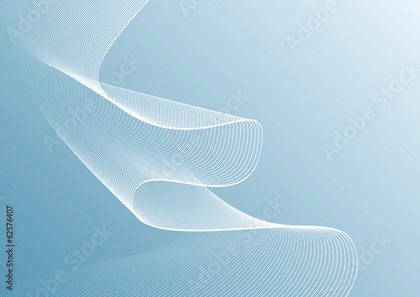 Obraz White elegant wave shape against a light blue background