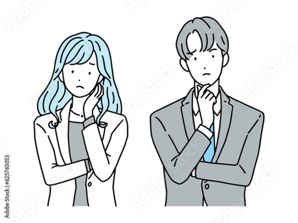 Obraz 困った表情・悩むビジネスパーソン　男性＆女性