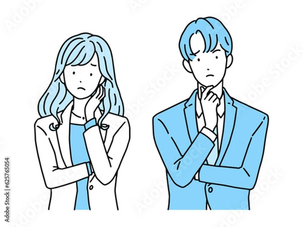 Obraz 困った表情・悩むビジネスパーソン　男性＆女性