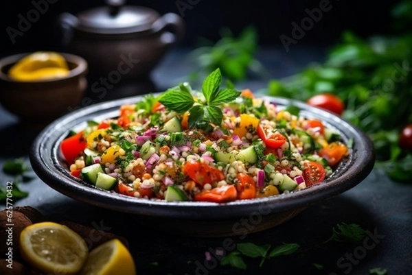 Fototapeta Vibrant Couscous Salad Created with Generative AI