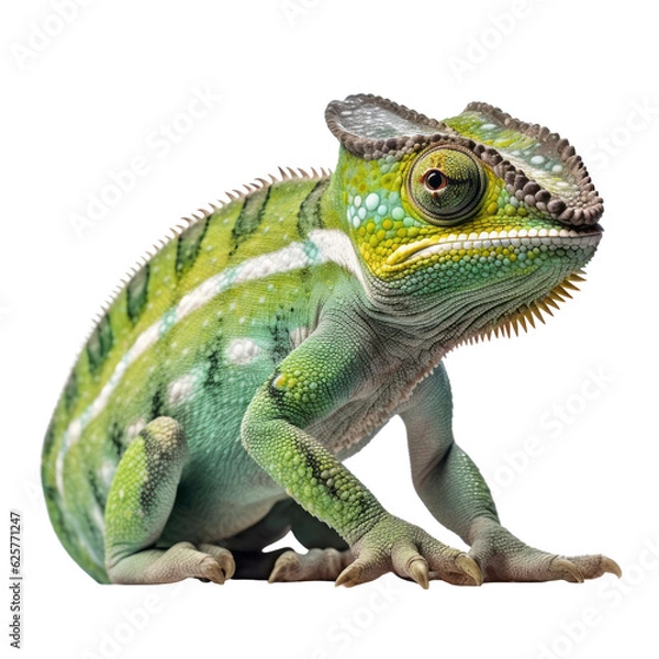 Obraz green chameleon isolated on transparent background cutout