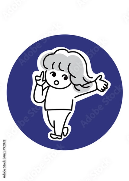 Fototapeta  log_snsなどに使いやすいかわいいポーズアイコン_人物_1C_アイキャッチ