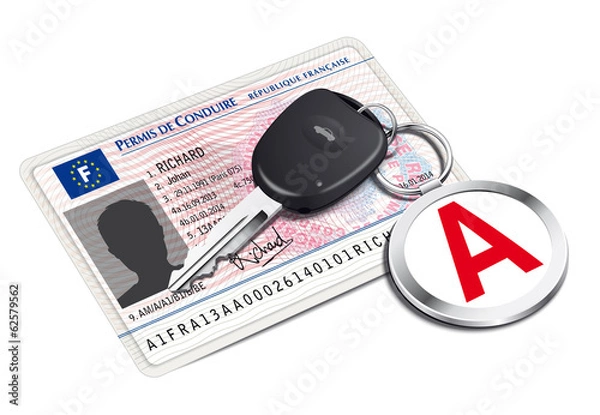 Obraz Sylwetka prawa jazdy - młody kierowca