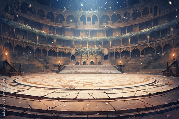 Fototapeta 繊細で芸術的な中世ヨーロッパ風背景のイラスト(AI generated image)