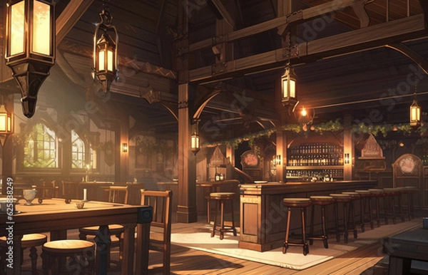 Fototapeta 繊細で芸術的な中世ヨーロッパ風背景のイラスト(AI generated image)