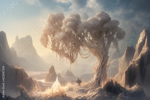 Fototapeta sunrise in the mountains. Generative AI