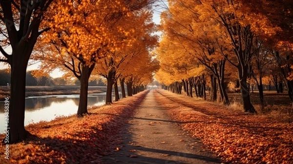 Fototapeta Autumn landscape in the park. Beautiful autumn landscape with colorful tree