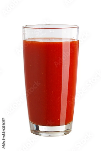 Obraz Sok pomidorowy w szklance na białym tle