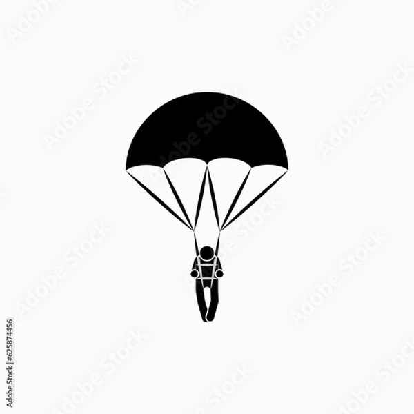 Obraz Parachute Icon. Paratroopers Symbol - As Simple Vector, Sign for Design and Website, Presentation or Application. 