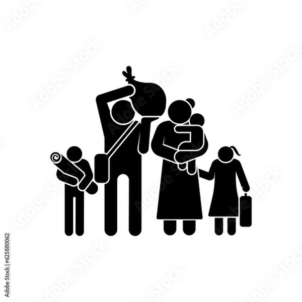 Obraz Refugees Icon. Immigrant, Asylum Seeker Symbol - Vector, Sign for Design, Presentation, Website or Apps Elements.