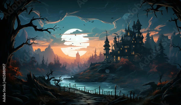 Fototapeta Halloween scene with moon