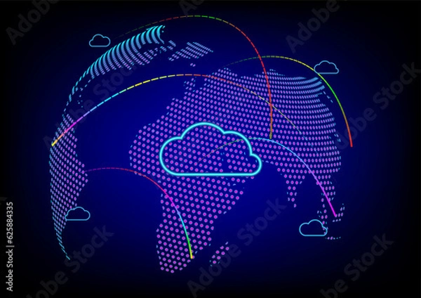 Obraz Global network communication technology online business futuristic abstract background vector illustration