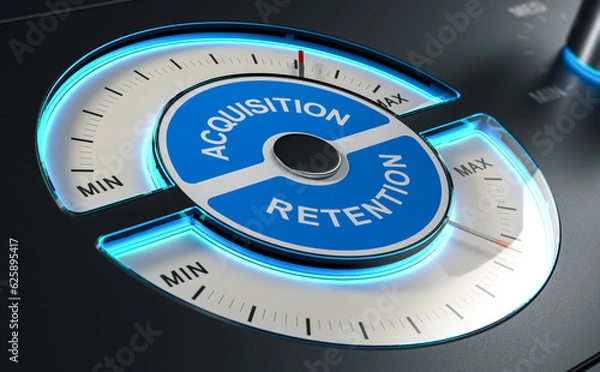 Fototapeta KPI Key Performance Indicators. Acquiring new customers vs retaining existing ones.
