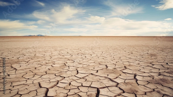 Obraz Cracked ground of a dried up lake in the desert.