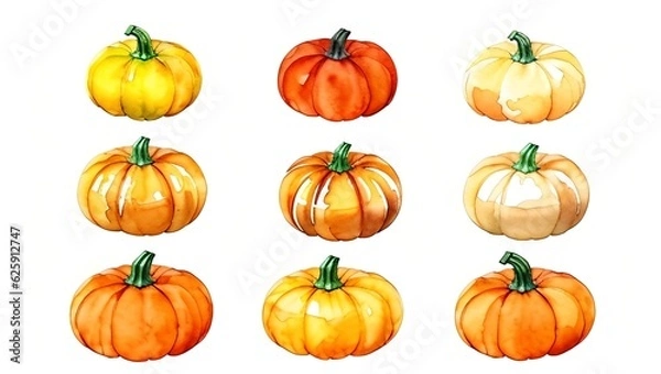 Fototapeta Pumpkin set, generative ai