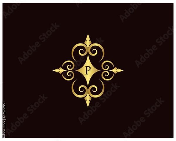 Obraz Capital Letter for Monograms and Logos. Beautiful Filigree Font. Vintage, floral Monograms and beautiful filigree font. Art Deco, Nouveau, Modern style. 