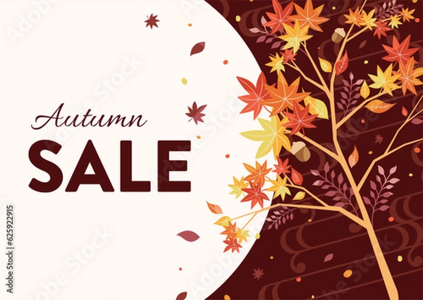 Fototapeta 秋の紅葉のセール背景フレーム