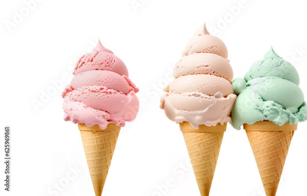 Fototapeta Ice cream in a cone, generative AI 