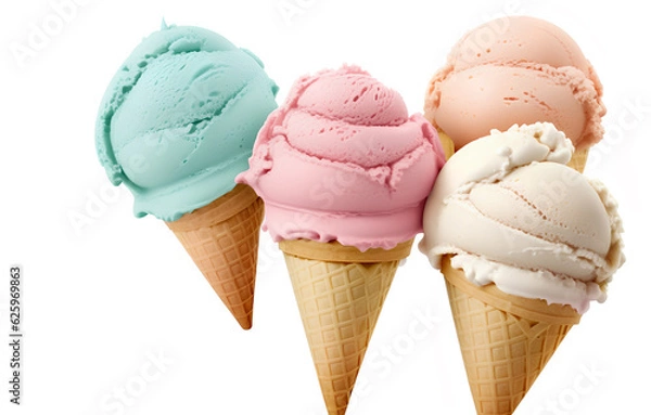 Fototapeta Ice cream in a cone, generative AI 