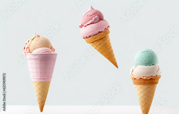 Fototapeta Ice cream in a cone, generative AI 