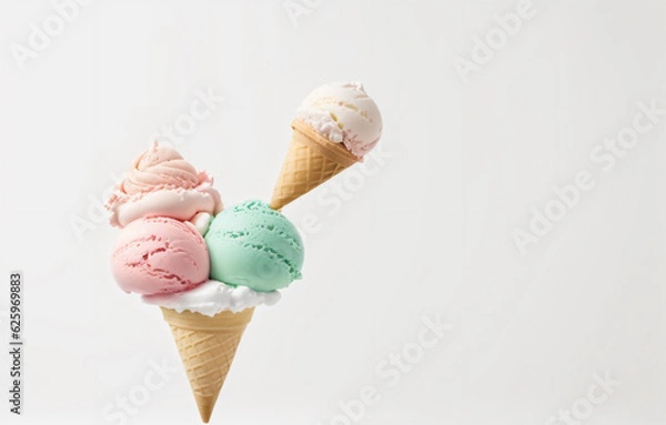 Fototapeta Ice cream in a cone, generative AI 