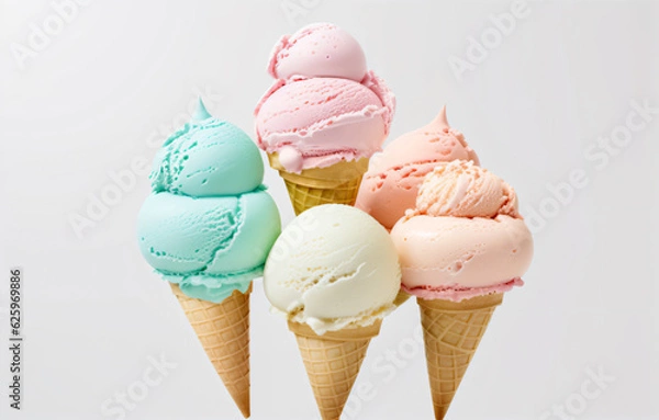 Fototapeta Ice cream in a cone, generative AI 