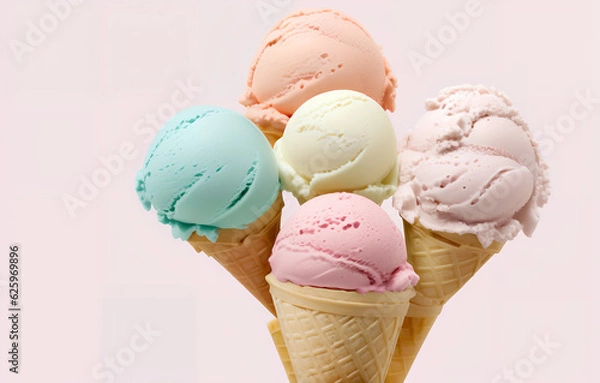 Fototapeta Ice cream in a cone, generative AI 