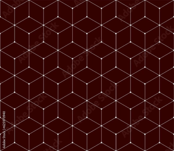Fototapeta Vector seamless cubic hexagon pattern. Abstract geometric low poly background. Stylish grid texture connect the dots.
