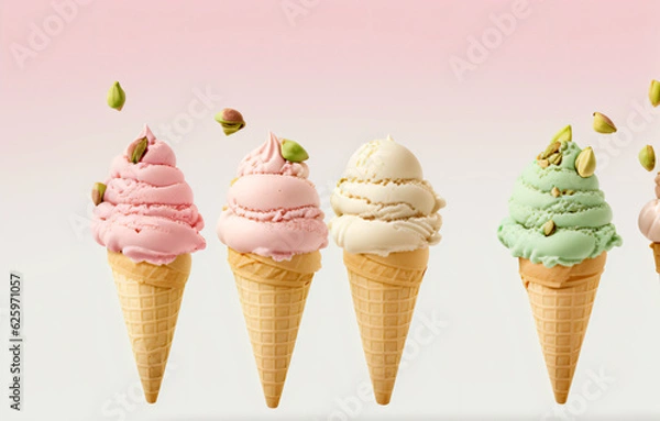 Fototapeta Ice cream in a cone, generative AI 