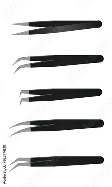 Fototapeta Types of eyelash extension tweezers, vector