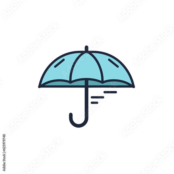 Obraz Minimalist Umbrella Icon. Flat Colored Outline. Vector Illustration.
