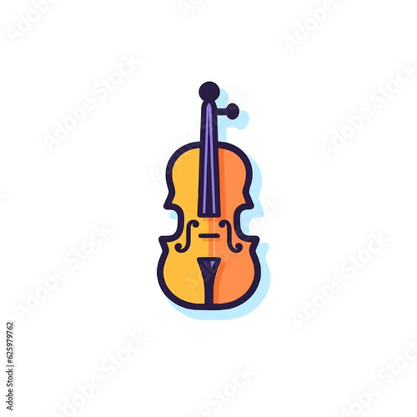 Obraz Minimalistic Violin Icon. Flat Colored Outline. 2D Vector.