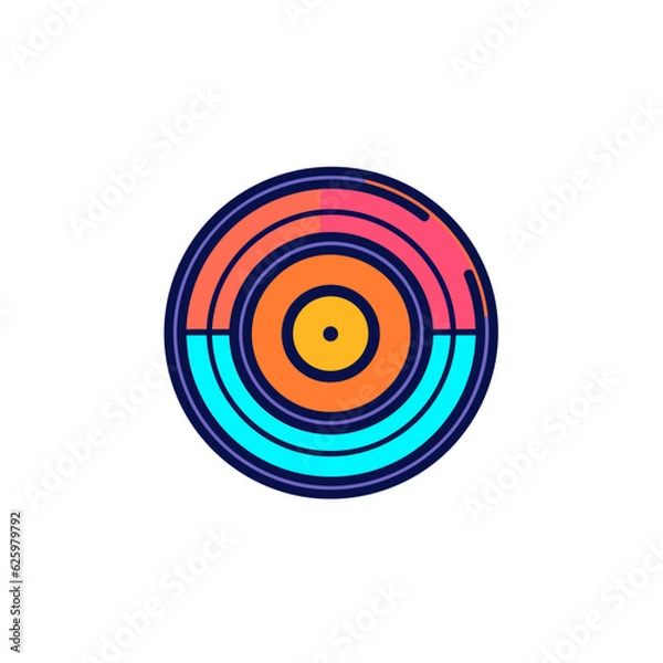 Obraz Vinyl Record Icon. 2D Vector. White Background.