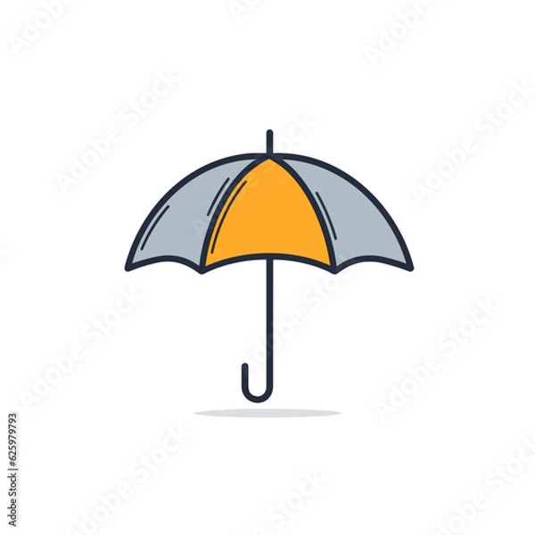 Obraz Crisp Umbrella 2D Icon. Flat Colored Outline. Vector Graphic.