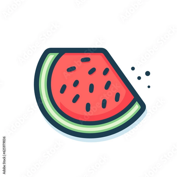 Obraz Watermelon Slice Icon. 2D Lineal Vector Illustration.