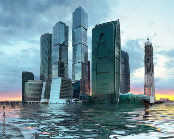 Obraz Collage. Global warming. Moscow. Flood