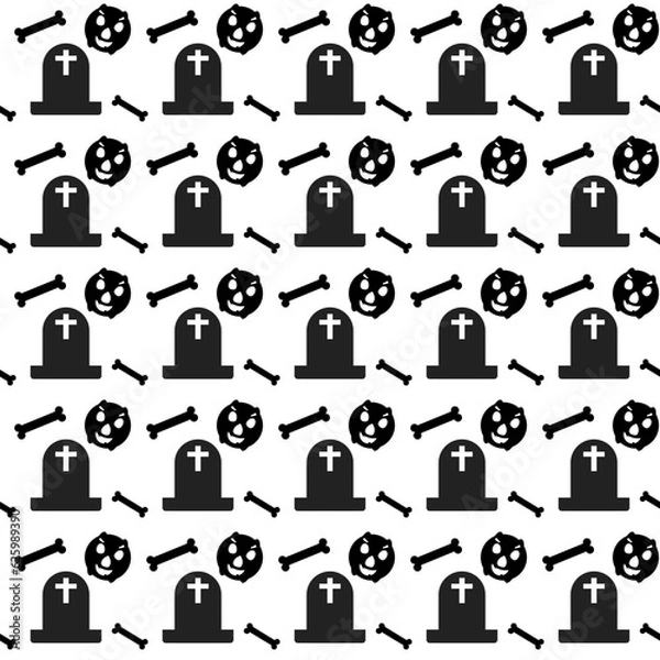 Fototapeta Halloween vector cartoon seamless pattern. Background for wallpaper, wrapping, packing, and backdrop.