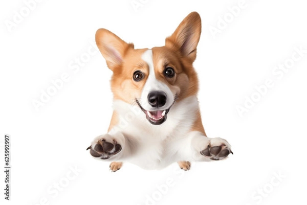 Obraz Happy Corgi Jumping Up Towards the Camera