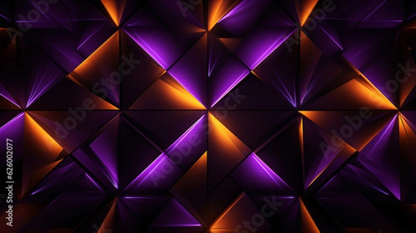 Obraz 3d render, abstract purple crystal background, faceted texture, macro panorama, wide panoramic polygonal wallpaper
