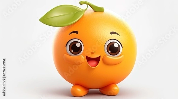 Obraz Cute smiling orange fruit emoji, generated by AI