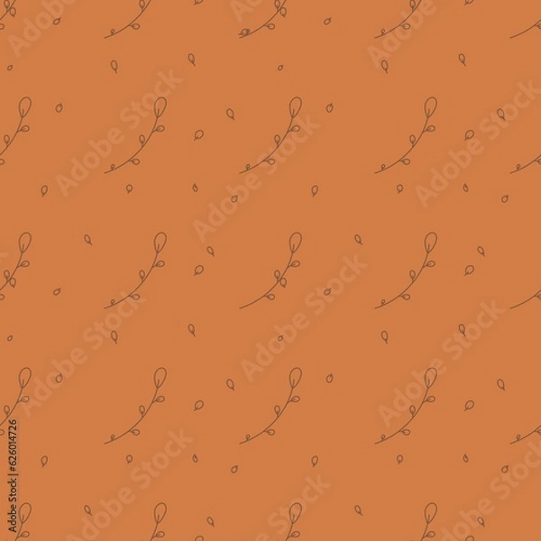 Fototapeta simple leaf pattern brown orange background