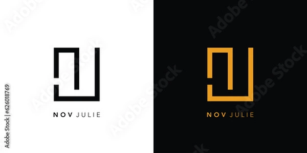 Fototapeta Modern and unique NJ logo design