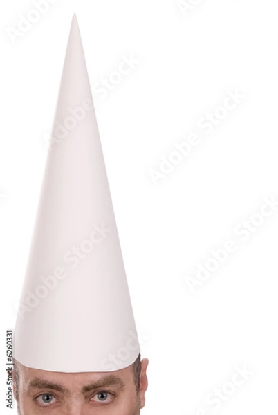 Obraz Man in a dunce cap over a white background
