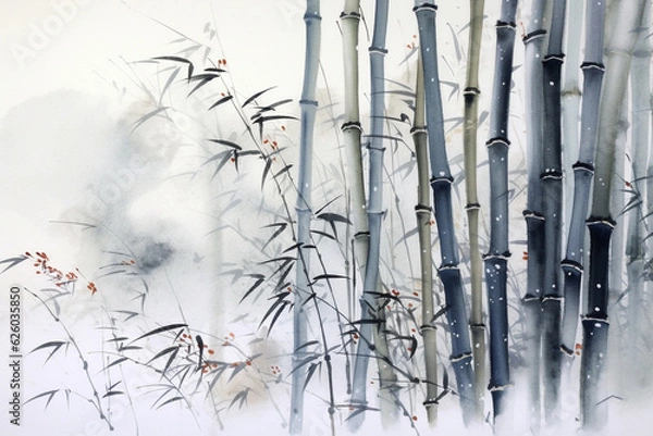Fototapeta Sumi-e bamboo. generative ai