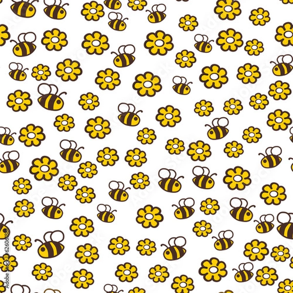 Fototapeta Geometric pattern with bee. Summer Pattern. Honey Bee Digital Paper. For Fabric, Textile, Wrapping.