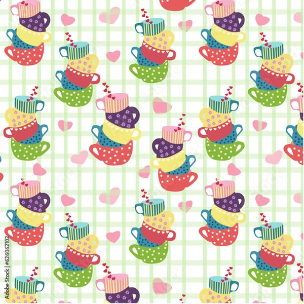 Fototapeta seamless pattern with colorful cups