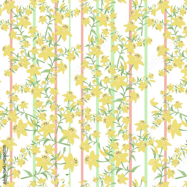 Fototapeta Seamless floral yellow vector pattern