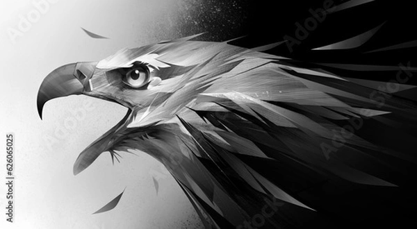 Fototapeta a painted eagle head with feathers